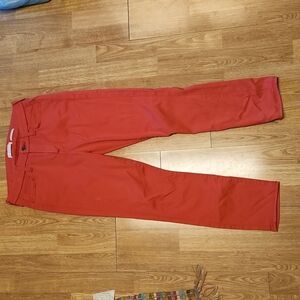Jen7 dark coral orange cropped skinny jeans sz 4